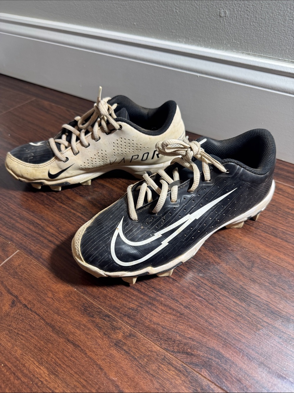 Nike Black and Cream Kids Vapor Cleats